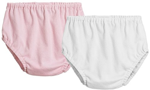City Threads Cotton Diaper Covers for Girls and Boys 2-Pack, Made in USA Baby Bloomers (Pink/White, 2T)