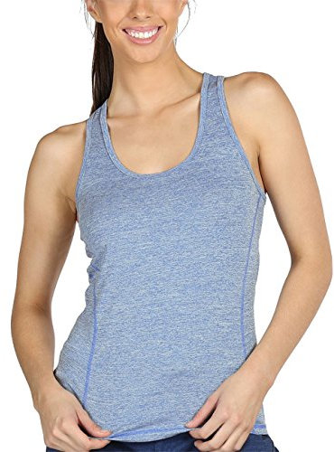 icyzone® Damen Funktions-Tanktop Sporttop Unterhemd Stretch fuer Yoga Fittness training Damen Tanktop Racerback ,Blue Heather,S