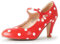 J. Adams Pixie Women's Red Polka Dot Pu 3 UK Mary Jane Oxford Pumps - Cute Low Kitten High Heels - Retro Vintage Shoes for Women 1950s Wedding Shoes with Ankle Strap - Women Dress Shoes