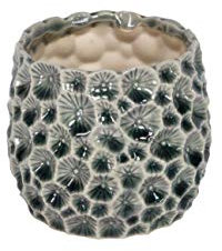 Gisela Graham Ceramic Crater Pot Cover, Small, Grey, 33879