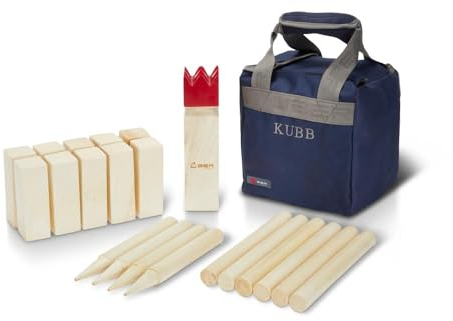 Uber Games - Kubb Drake Holz Garten Rasen Wurfspiel Skandinavisches Wikingerschach Komplettset mit Segeltuchtasche