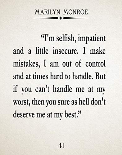 Marilyn Monroe Quote Marilyn Monroe Poster Monroe Wall Art Monroe I'm Selfish Quote Movie Quotation Movie Star Wall Art Movie Script Print (46cm x 61cm, Ivory)