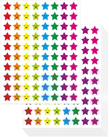 5280 Stück Star Stern Aufkleber Stickers in 8 Farben für Belohnungstafeln – 1 cm groß