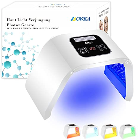 BOWKA 7 Farben LEDs Gesichtsmaske-Photonen-Therapie PDT für Gesunde Hautverjüngung, Anti-Aging, Falten,Akne, Kollagen, Straffung Haut Balance Fett Gesichtsverjüngung(Faltbare Version)
