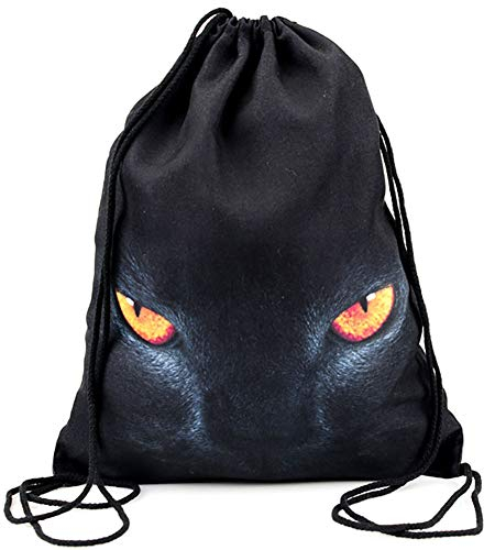 PREMYO Turnbeutel für Mädchen Teenager Junge - Sportbeutel Damen Bedruckt Puma Augen - Hipster Gym Bag Festival