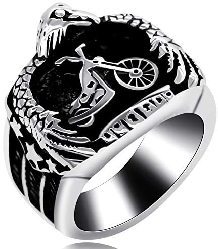 Uloveido Edelstahl Motorrad Rock Ring für Männer Hip-Pop Ring Breite Adler Ringe für Freund Jungen Party Urlaub Schmuck Geschenk Y516