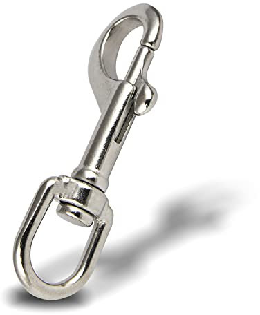 PROTECH 1 Stück Gedreht Karabiner mit Drehgelenk 80mm Edelstahl A4 V4A Wirbelkarabiner für Hundeleinen Schnellverschluss