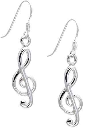 Silverly Frauen 925 Sterling Silber Notenschlüssel Musik Note Ohrhänger Ohrringe