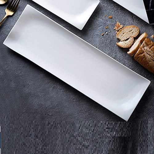 GYYJW Vaisselle en Céramique Créative Assiette Longue Plaque De Sushi Rectangulaire Blanc Pur Assiette De Barbecue Dim Sum