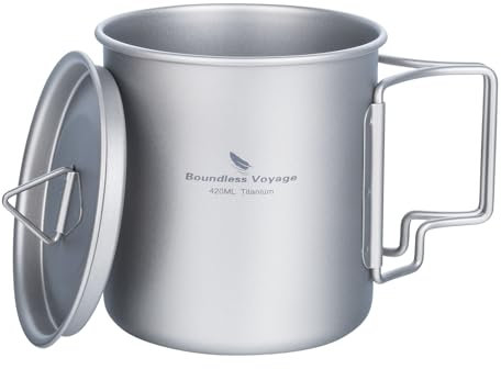 usharedo Copa de titanio portátil Camping Picnic Agua Copa con tapa al aire libre Ultraligero Camping Beber Cup Taza Picnic Cubiertos Utensilios de cocina Ti1544B