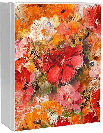 banjado® XXL Medizinschrank abschliessbar mit Motiv Fallende Blumen 35x46x15cm - großer Arzneischrank/Medikamentenschrank aus Metall zur Medikamenten Aufbewahrung - Apothekerschrank mit 3 Schlüsseln