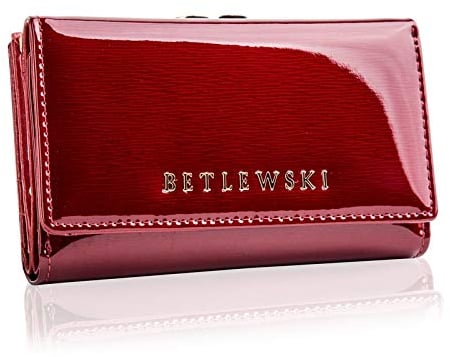 BETLEWSKI Damengeldbörse aus echtem Leder RFID Geldbeutel Damen sehr schöne Farben mit vielen Fächern, inkl Geschenkbox | Ledergeldbörse Royal, Rot