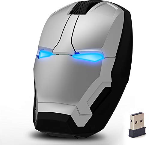 FASBEL Souris sans Fil Iron Man Souris d'ordinateur 2,4gzh Optique avec lumière LED (Silver)