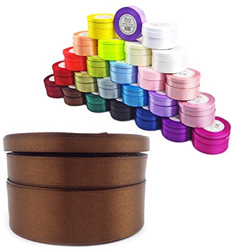 Sepkina Satinband Schleifenband Dekoband Band Bastelband Geschenkband Nähband Zierband Satin Braun 0,32€/M (Braun, 25)