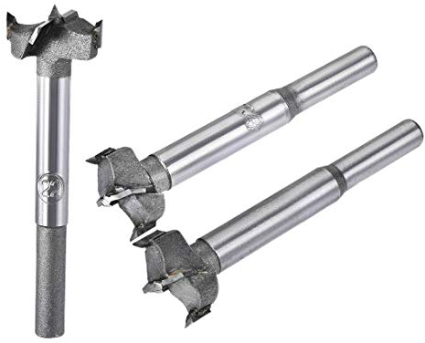 sourcing map Forstner Holzbohrer 20mm 21mm 22mm Durchm. Lochsäge Hartmetall Stahlspitze Rundschaft Schneiden für Scharnier Sperrholz Holzwerkzeug 3in1 Set