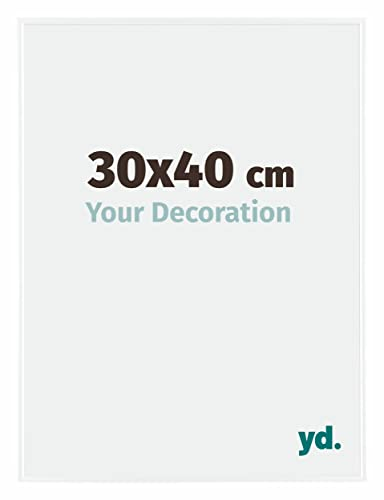 Your Decoration - Cadre photo 30x40 cm - Blanc Brillant - Cadre Photo en Plastique Avec Verre acrylique - Anti-Reflet - Cadre 30x40 - Evry