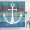 ABAKUHAUS Anker Duschvorhang, Marine Ornament Und Planks, Stoffliches Gewebe Badezimmerdekorationsset mit Haken, 175 x 180 cm, Blau Salbeigrün