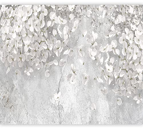 murando - Vlies Fototapete weiße Blumen 400x280cm Foto Tapete Wohnzimmer Vliestapete XXL Motivtapeten Bildtapete 3d Effekt Wand Dekoration - Natur Pflanzenmotiv Betonoptik grau b-C-1004-a-a