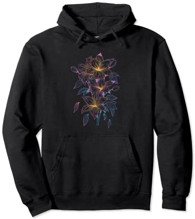 Retro Lilien Blumen Pullover Hoodie
