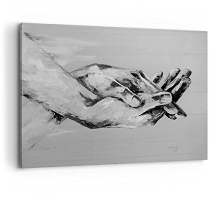 Wandbilder Dekoration Wohnzimmer Handschriftlich Hände Schwarzweiß Bilder auf Leinwand 120x80cm Leinwandbild Schlafzimmer Deko Wand Kunstdruck Art Groß XXL Wanddeko Bild Decor Canvas AA120x80-4566