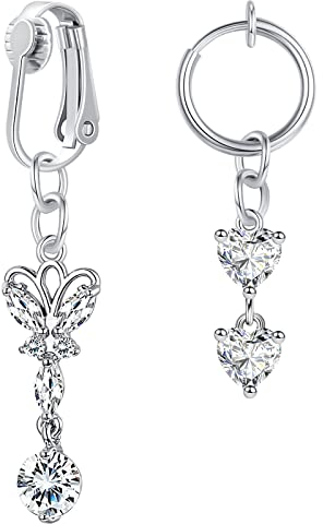 Vcmart Bauchnabelpiercing, ohne Ohrlöcher, falscher Nasenring, Schmuck, Edelstahl, Edelstahl