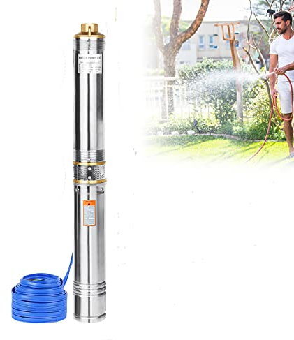 ACXIN Bomba de agua sumergible pozo 100 cm – Bomba para pozos profundos profundos, Bomba Sumergible de 92 mm de diámetro, (0,75 kW/4.000 l/h)