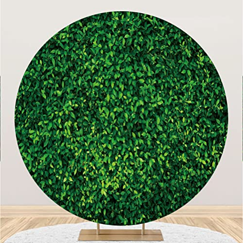 Renaiss 1.8x1.8m Grüne Blätter Runde Kulisse Natur Gras Wand Fotografie-Hintergrund Polyester-Gewebe Runden Hintergrund Ständer Abdeckung für Babydusche Hochzeit Geburtstag Party Dekoration