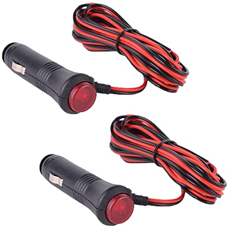 Heart Horse 2 Pack Car Replacement 12V 24V Cigarette Lighter Male Plug 5A Fuse Protection with LED Indicator Light On Off Switch Universal Cigarette Lighter Adapter for Car Motorcycle (3M /10ft)
