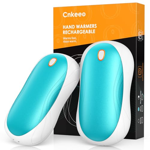 Handwärmer Elektrische, Cnkeeo Split-Typ 2er-Pack Wiederaufladbar Tragbare Handwärmer, USB Taschenwärmer mit 3 Einstellbare Heizmodi, Geeignet für Outdoor-Sport, Blau-Weiß
