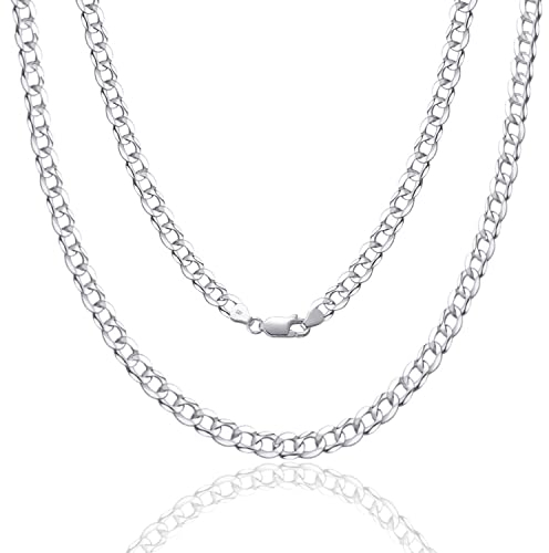 SILBERTALE 925 Sterling Silber Panzerkette Echt Silberkette für Herren Damen 2/3/4mm Breit Dünn Superflache Ohne Anhänger Halskette