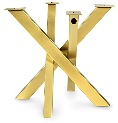 Magnetic Mobel Tischgestell Orion Design Kreuzgestell Schwerlast massiv Tischkufen Stahl Tischbeine Metall für Glasplatten (Golden, 77x77xH71 cm)
