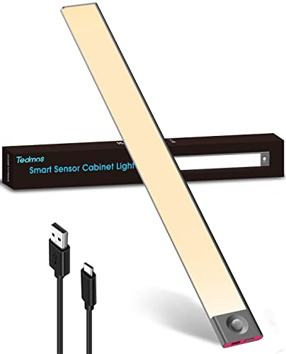 LED Unterbauleuchte Küche Flach mit Bewegungsmelder, Warmweiß Dimmbar 3600mAh USB Aufladbar Schrankbeleuchtung LED Bewegungssensor Akku Küchenunterbauleuchte Schranklicht Magnet Lichtleiste Kabellos