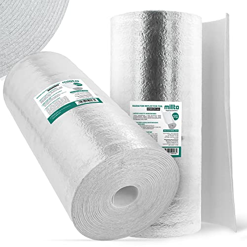 Millto™ Heizkörper Reflexionsfolie 15m x 0,5m x 3mm | Wandisolierung Reflexionsplatte Reflektionsfolie Isoliermatten Thermomatte Alufolie Heizung Isolierung Dämmung Isolierfolie Dämmfolie