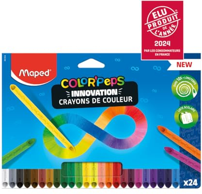 Maped Buntstifte Color'Peps Infinity – 100% Mine, 100% verwendbar – kein Abfall – ohne Anspitzung – sehr lange haltbar – ergonomische dreieckige Form – Packung mit 24 Bleistiften