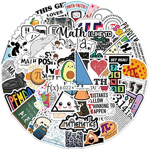 LYunMu 50 Stück Mathematik-Aufkleber für Kinder, Jugendliche, Erwachsene, Jungen, Mädchen, Geschenk, Aufkleber, Set für Laptop, Skateboard, Gepäck, Auto, Fahrrad, Tasse, Vinyl, wasserdichte Aufkleber