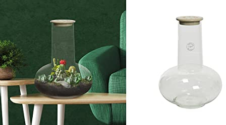 GILDE Glas Vase mit Keramik Lochdeckel für einzelne Blumen 99379