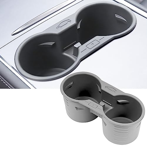 Tinlucys Tesla Center Console Cup Holder Insert für Model 3 und Model Y 2023 2022 2021, Tesla Innenraumzubehör für Model 3&Y Grau