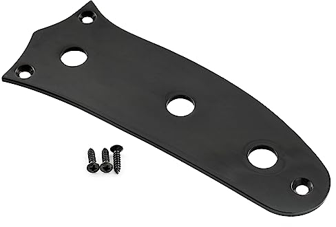 Musiclily Pro Stahl 3 Löcher Gitarren Kontrollplatte Control Plate für Mustang Style E-Gitarre, Schwarz