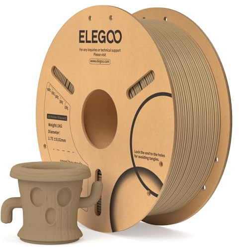 ELEGOO PLA Filament 1.75mm Holzfarbe 1KG, 3D Drucker Filament Maßgenauigkeit +/- 0,02 mm, 1kg Pappspule (2.2lbs) Filament-3D-Druckmaterialien Passt für die meisten FDM 3D-Drucker