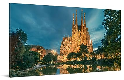 PICANOVA – Leinwandbild 100x50cm Sagrada Familia Barcelona – Leinwanddruck – Wandbild Kunstdruck Auf 2cm Holz-Keilrahmen Für Schlaf- Und Wohnzimmer Wanddekoration – Bild auf Leinwand