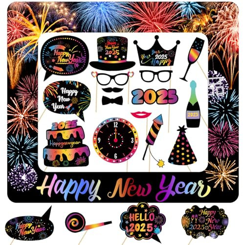 2025 Silvester Foto Requisiten aufblasbarer Fotorahmen Bunte Neujahr Deko Fotorequisiten Frohes neues Jahr Party-Zubehör