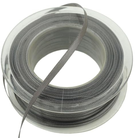 Yurosiay 50m Satinband 3mm Breite Bunt Dekoband Satin Doppelsatinband Schmal Satin Geschenkband Schleifenband Hochzeit Stoffband Deko DIY Satin Bänder für Luftballons Blumenstrauß Party Grau