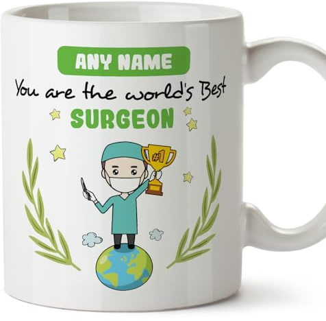 MUGFFINS Personalised Mug for Surgeon Man - in English - You are World's Best - Funny Custom Gift for Colleagues - Ceramic 11oz Mug