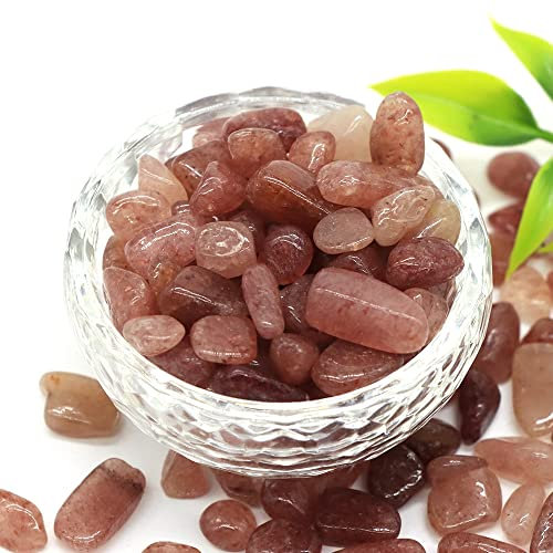 AZOOB Naturstein-Erdbeer-Quarz-Kies for die Schmuckherstellung, getrommelter Edelstein, Heim-Aquarium-Dekor-Kies ERTEYIN (Color : Strawberry Quartz, Size : 100g)