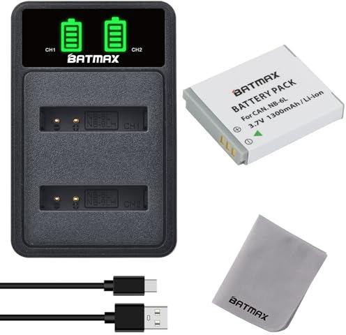 Batmax NB-6L Akku und Ladegerät mit Typ C Anschluss Kompatibel mit Canon SX240 HS SX260 HS SX270 HS SX275 HS SX280 HS SX500 ist SX510 HS SX610 HS SX710 HS 105 ist 200 ist 210 ist 300 HS