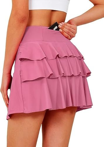 JACK SMITH Hochelastischer Lässiger Tischtennisrock Für Damen Badminton Sporthosenrock Rosa M