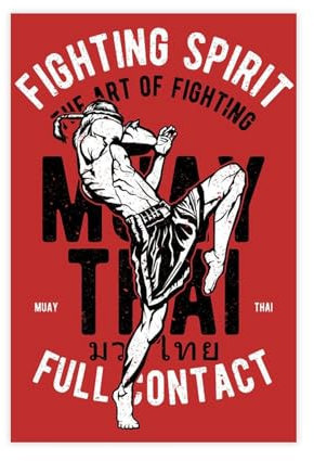 Full Contact Muay Thai Leinwand-Poster, Schlafzimmer, Dekoration, Sport, Landschaft, Büro, Raumdekoration, Geschenk, ungerahmt, 30 x 45 cm