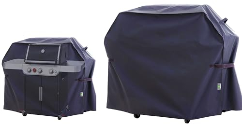 F&J Outdoors BBQ Grill Abdeckung 100% Wasserdicht Hohe Dichte Stoff Große Grill Abdeckung mit Winddicht Befestigung Design Reißen und Schneiden Resistent Anti-UV,Grau 132cmx63,5cmx111,8cm