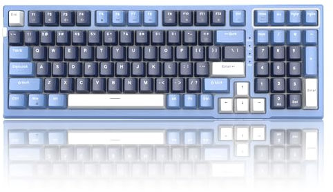 MageGee SKY98 Mechanical Gaming Keyboard, 96% Gasket Hot Swappable Wired Custom Creamy Keyboard with 5-Layer Sound Dampening, RGB Backlit, NKRO for Win/Mac (Prussian Blue, Blue Whale Switch)