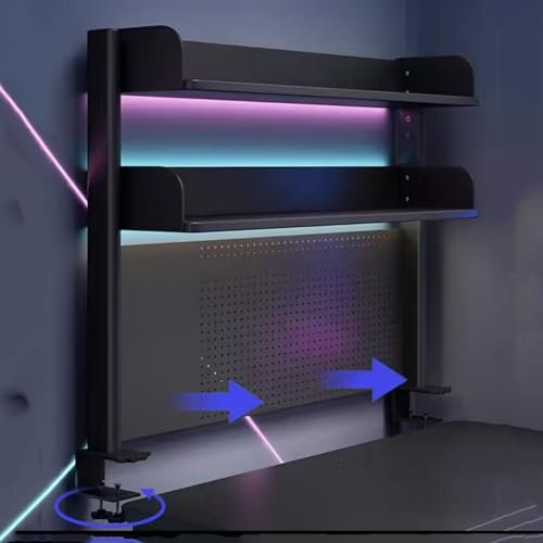 Desk Extender Pegboard Workstation - Clamp On Desk Organizer Shelf, Computer Desk Accessories For Office, Privacy Panel For Gaming Desk, Clamp-on 23.6/31.5/39.3in Desktop Shelving System(A,100cm/39.3i